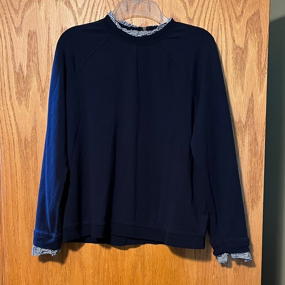 Carolina Belle Dark Blue Blouse with White Stripes